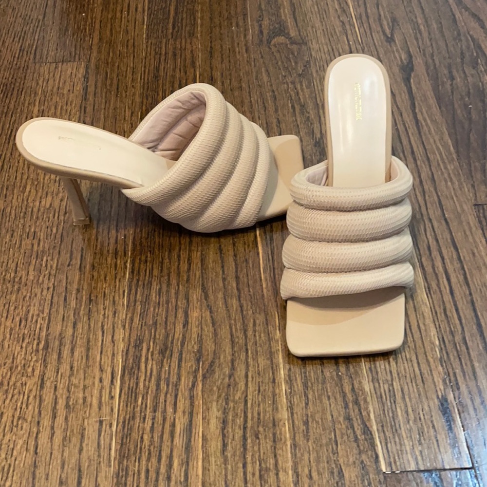 Pretty little thing mule heels size 6.5 nude